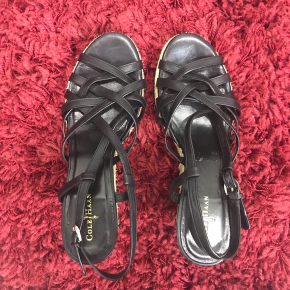 Cole Haan Shoes - Black Cole Haan Strappy Wedge Sandals